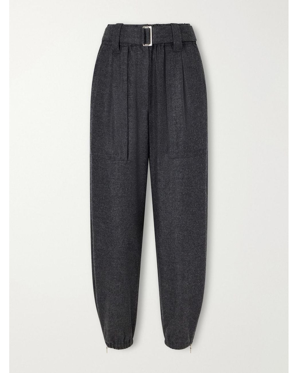 Brunello Cucinelli Blue Belted Felted Wool And Cashmere-Blend Tapered Pants