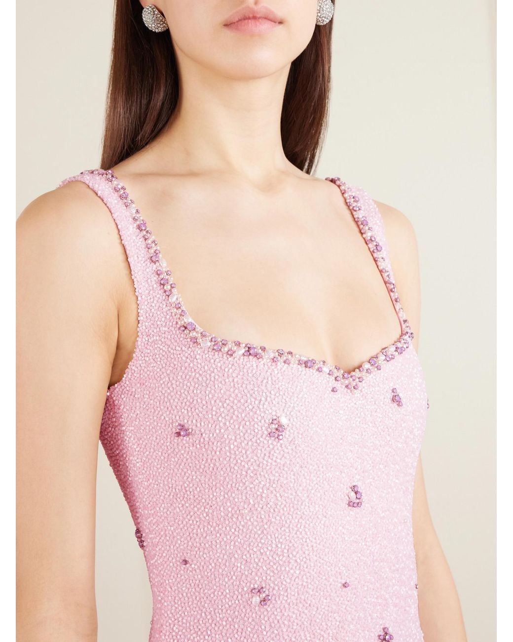 Clio Peppiatt Pink Sophia Embellished Stretch-Mesh Gown