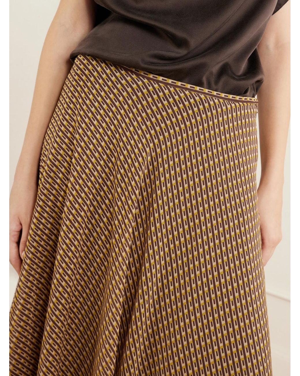 Sir Brown Cooper Asymmetric Printed Chiffon Maxi Skirt