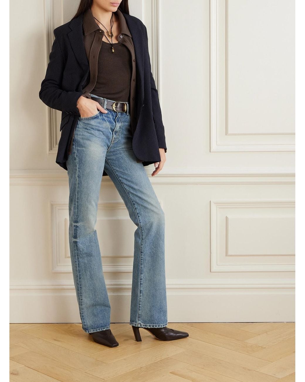 Nili Lotan Blue Joan High-Rise Straight-Leg Jeans