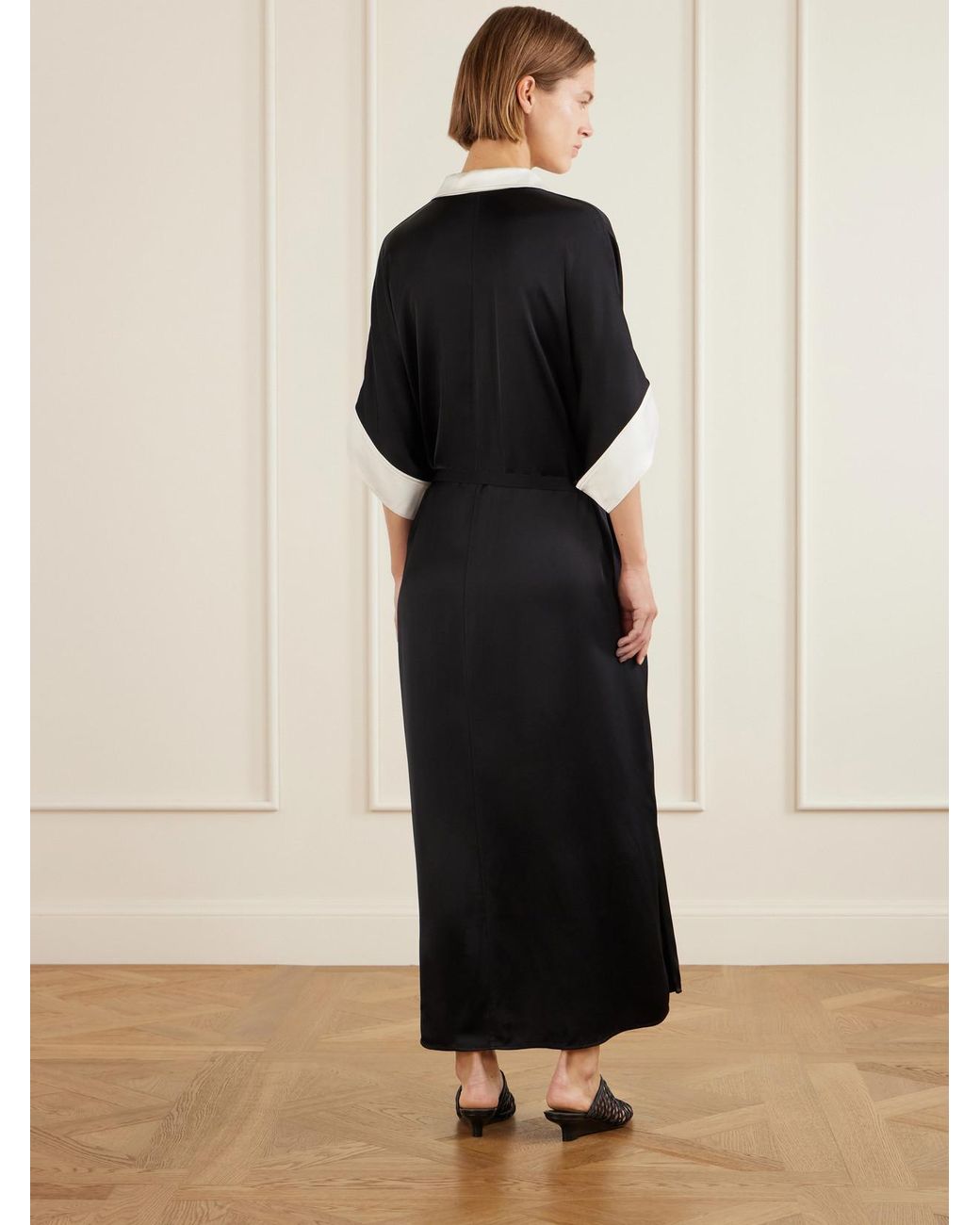 Totême Black Satin Maxi Shirt Dress