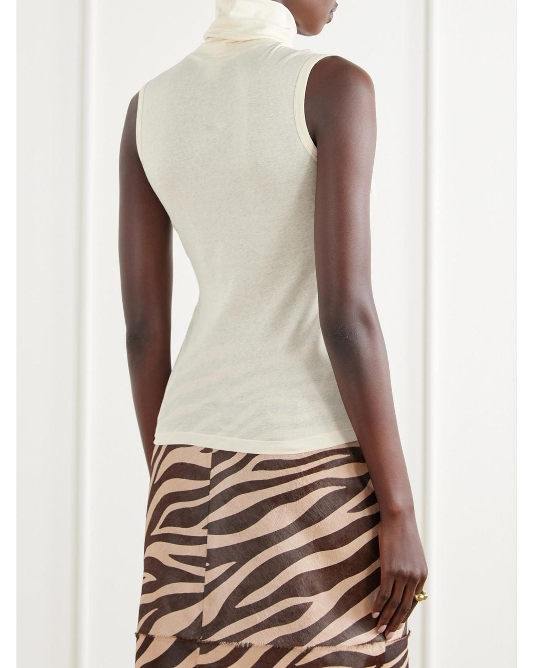 Flore Flore Natural Dinah Ribbed Organic Cotton-Jersey Turtleneck Tank