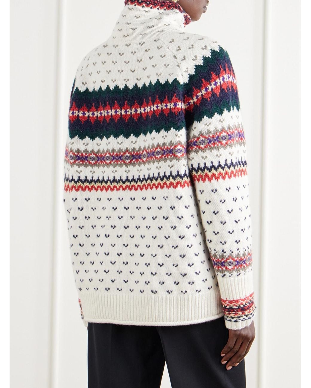 Polo Ralph Lauren Gray Fair Isle Intarsia-Knit Cotton And Wool-Blend Turtleneck Sweater