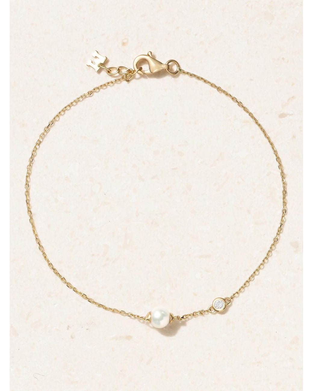 Mateo Natural 14-Karat, Pearl And Diamond Bracelet