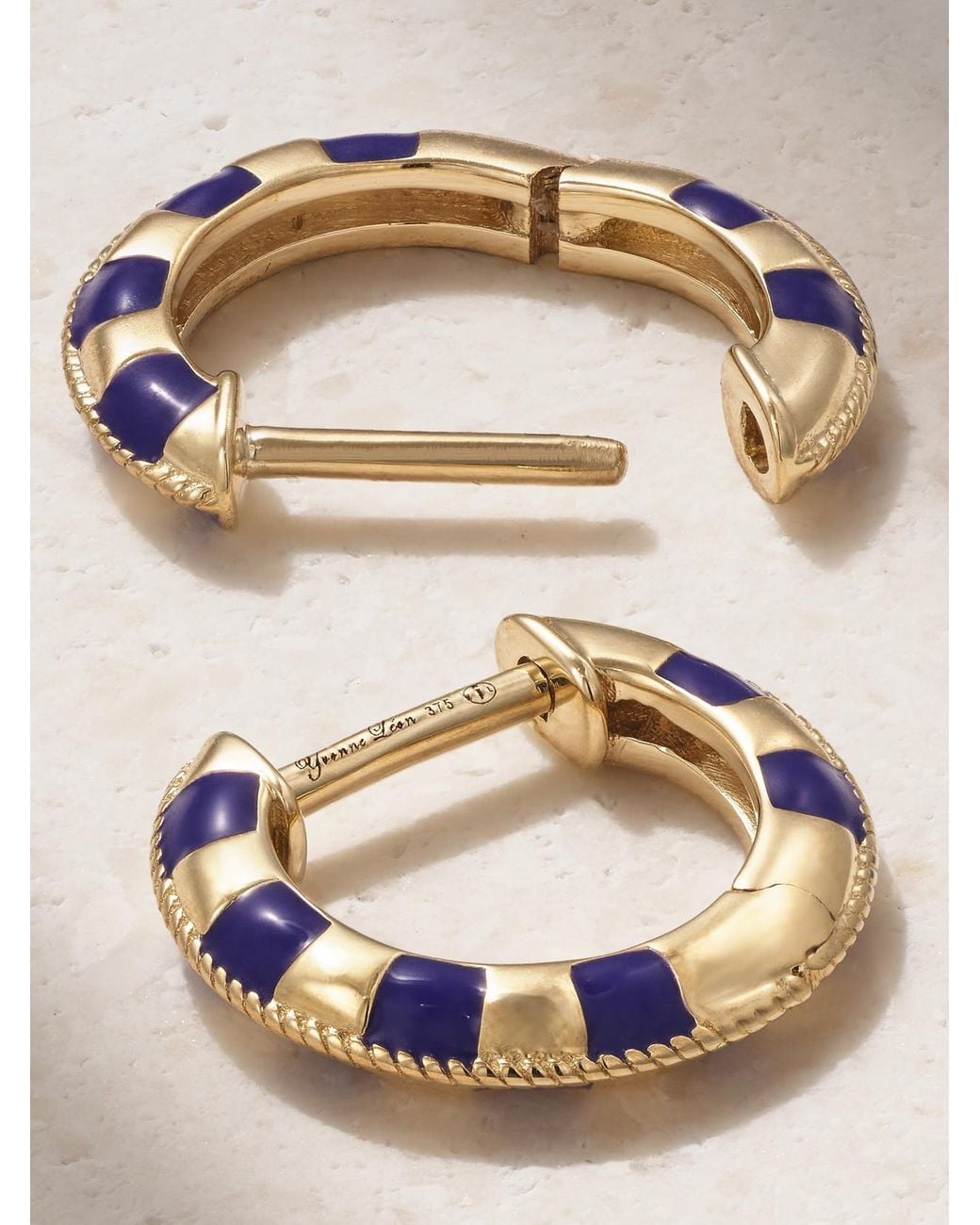 Yvonne Léon Natural 9-Karat Enamel Hoop Earrings