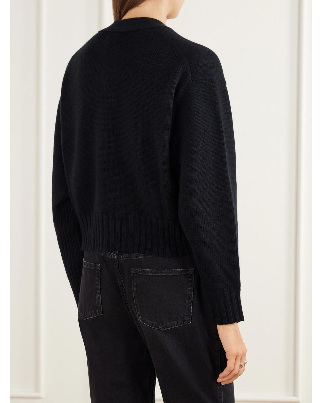 Allude Blue Cropped Wool And Cashmere-Blend Cardigan