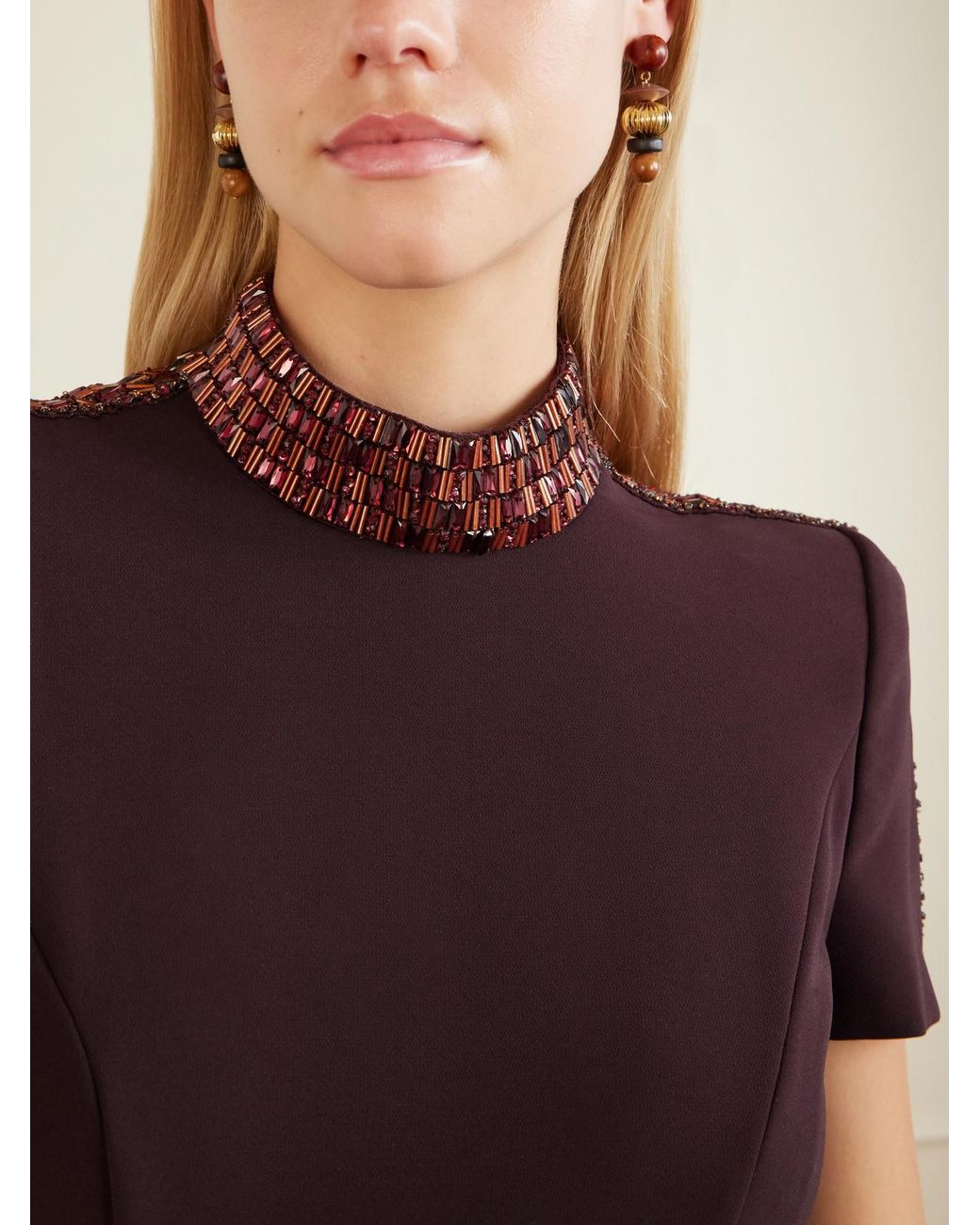 Jennifer Behr White Lavon-Tone Bead-Embellished Earrings