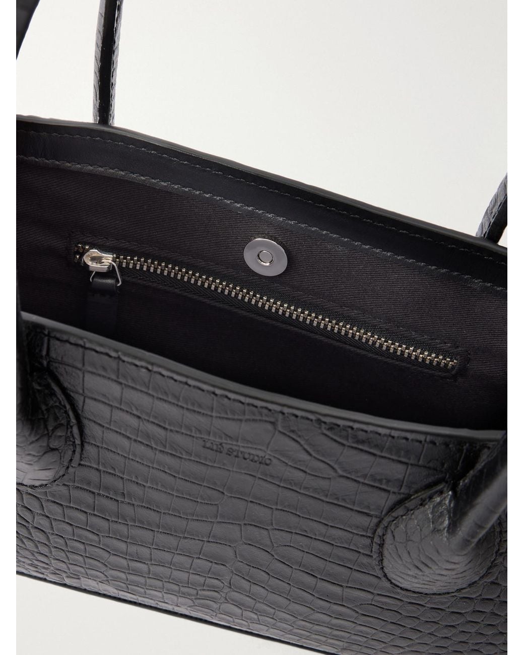 LIE STUDIO Black The Lou Croc-Effect Leather Shoulder Bag