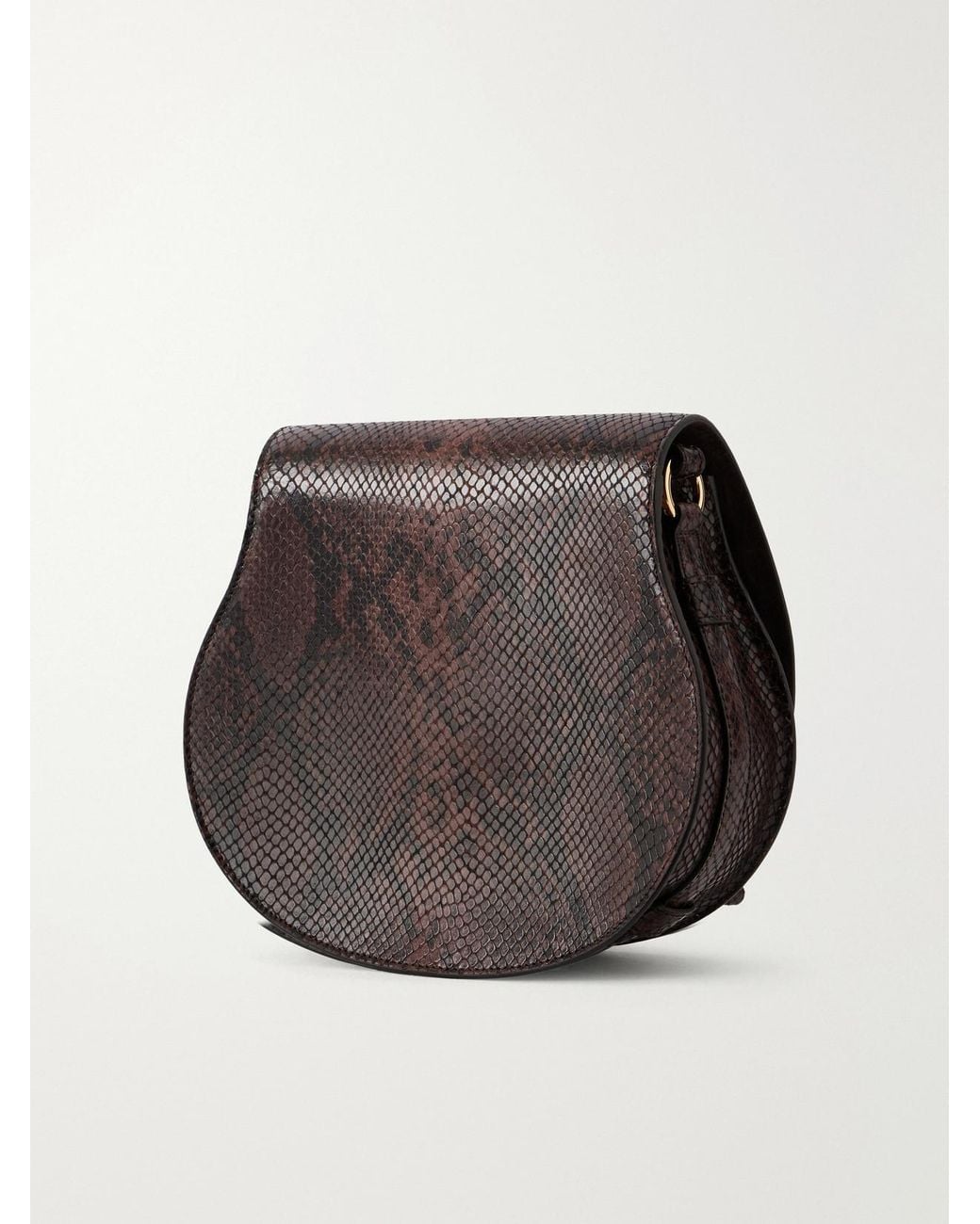 Chloé Brown Marcie Snake-Effect Leather Shoulder Bag