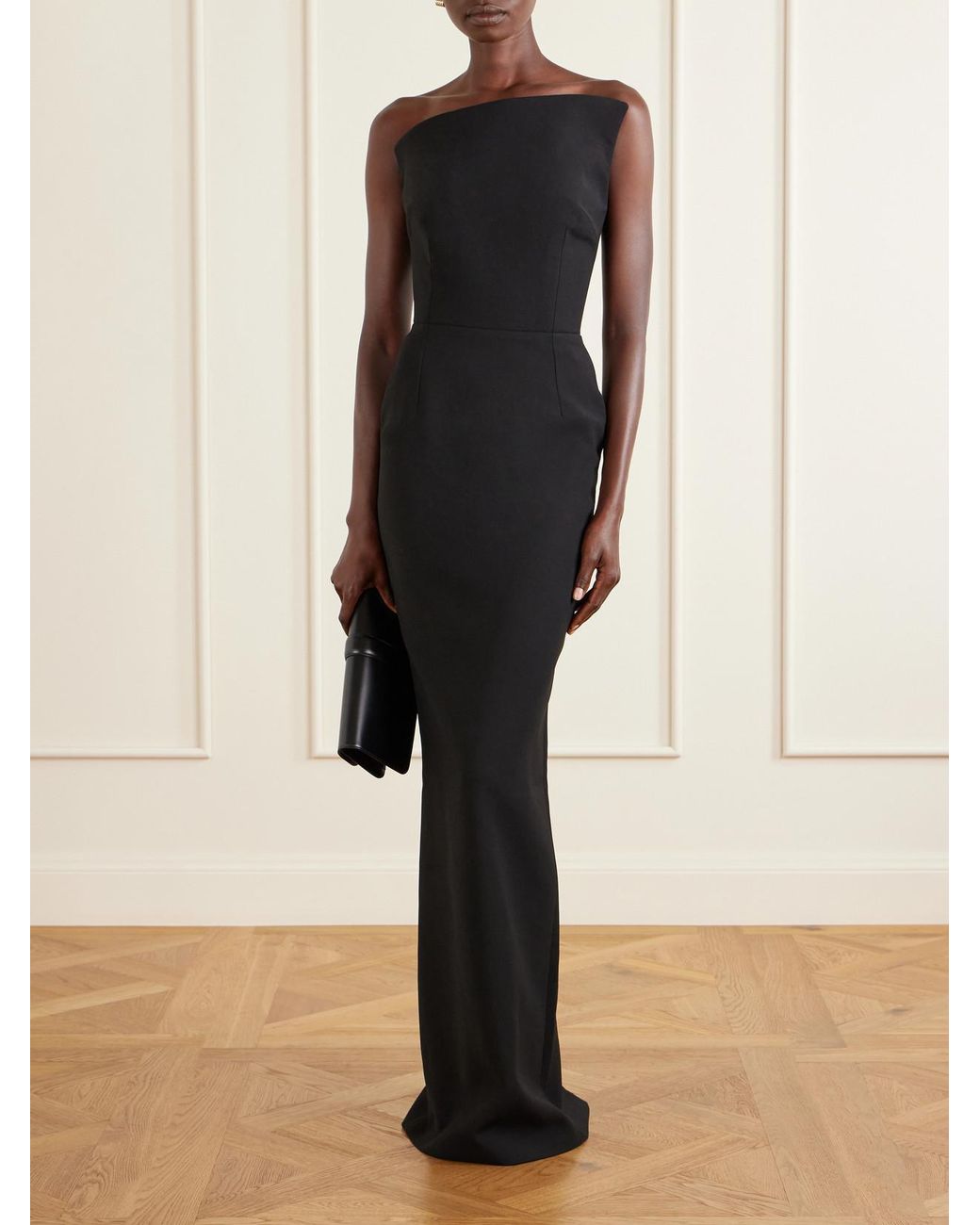 Ilkyaz Ozel Black Fuji Crepe Gown