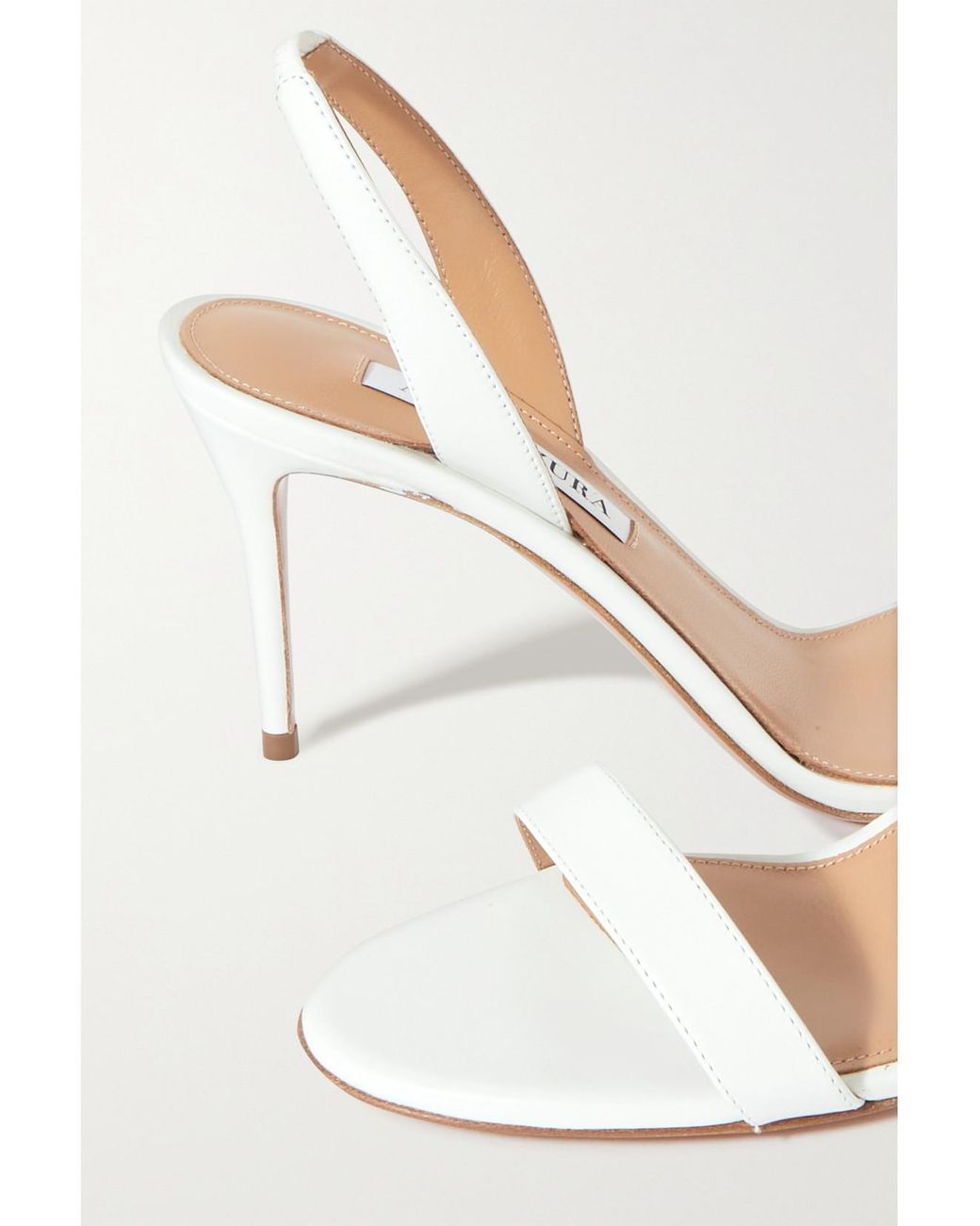 Aquazzura Natural So Nude 85 Leather Slingback Sandals