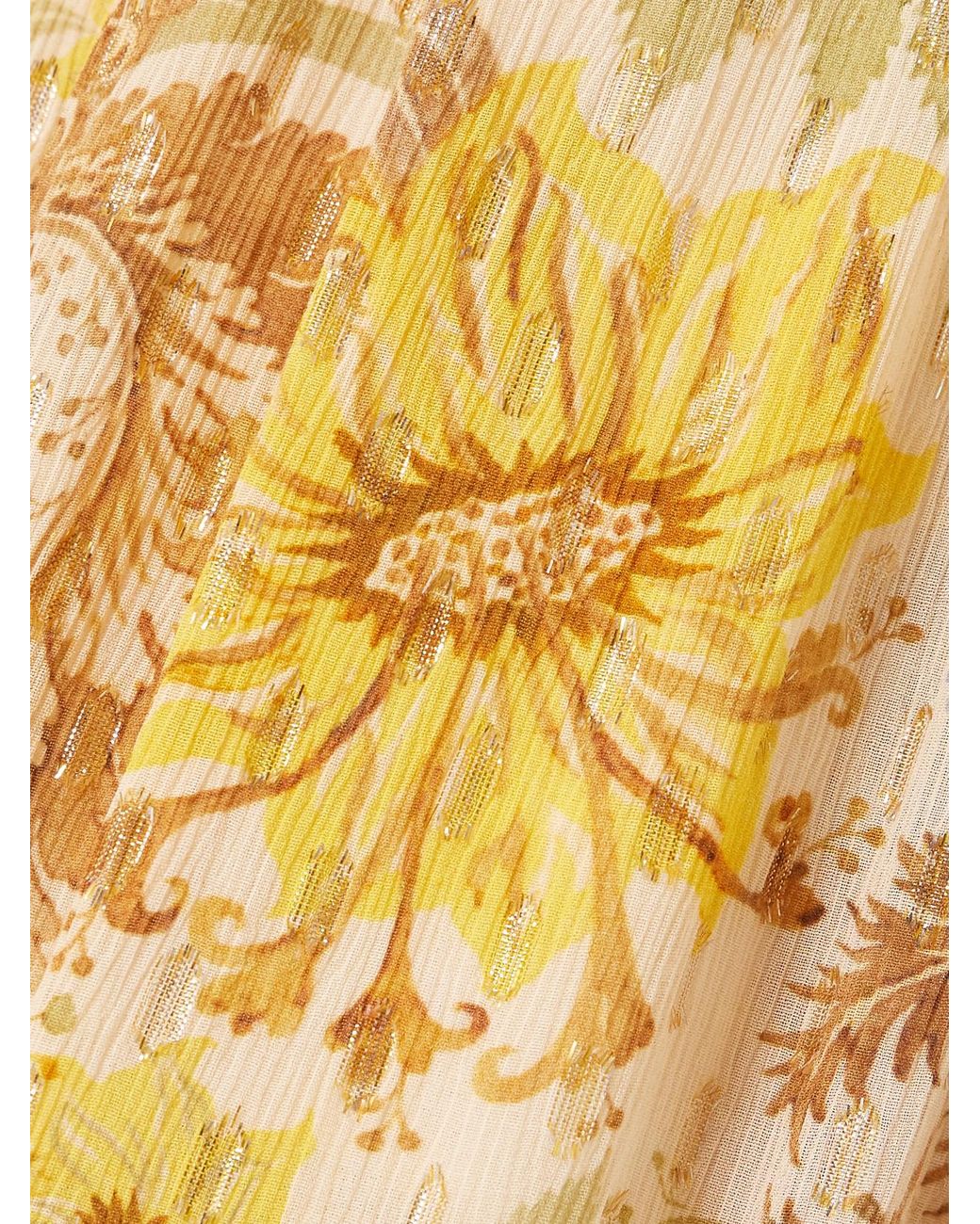 Zimmermann Daylight Ruffled Floral-Print Metallic Fil Coupé Gauze Jumpsuit