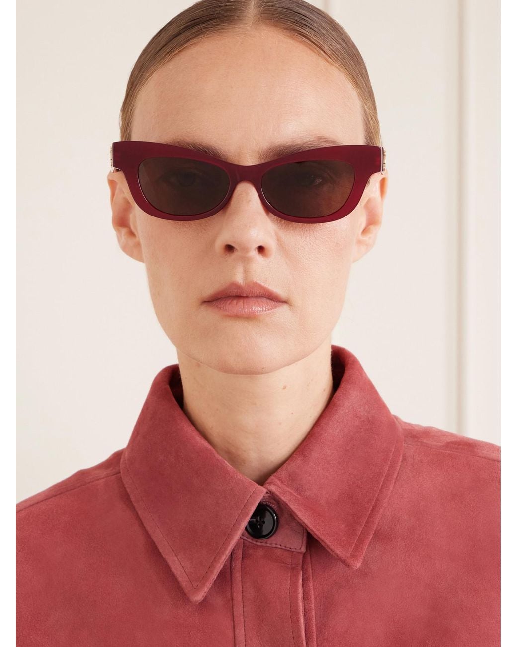 Céline Red Triomphe Cat-Eye Acetate Sunglasses