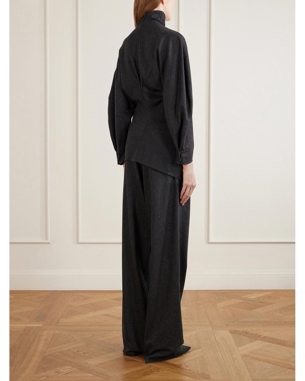 Khaite Blue Harlow Draped Wool And Cashmere-Blend Turtleneck Top