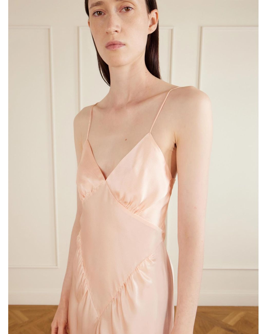 Aflalo Pink Aire Silk-Satin Maxi Dress