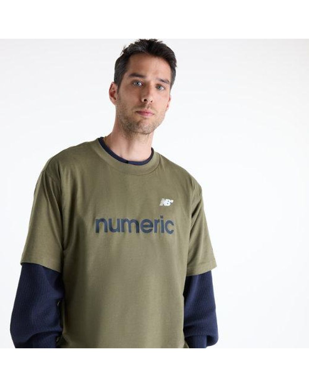 New Balance Green Numeric Linear Logo T-Shirt for men