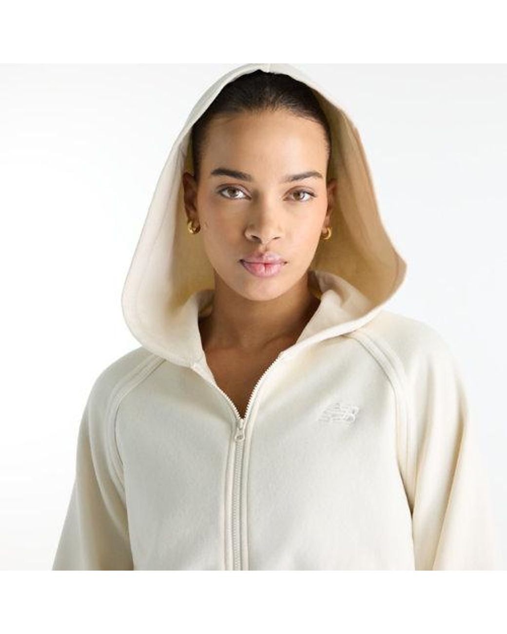 New Balance White Brushed Coastal Fleece Full Zip