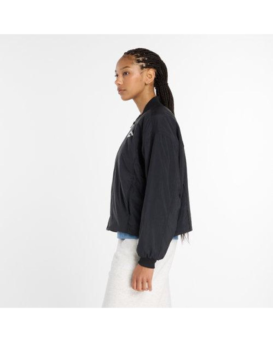 New Balance Black Linear Heritage Woven Bomber Jacket