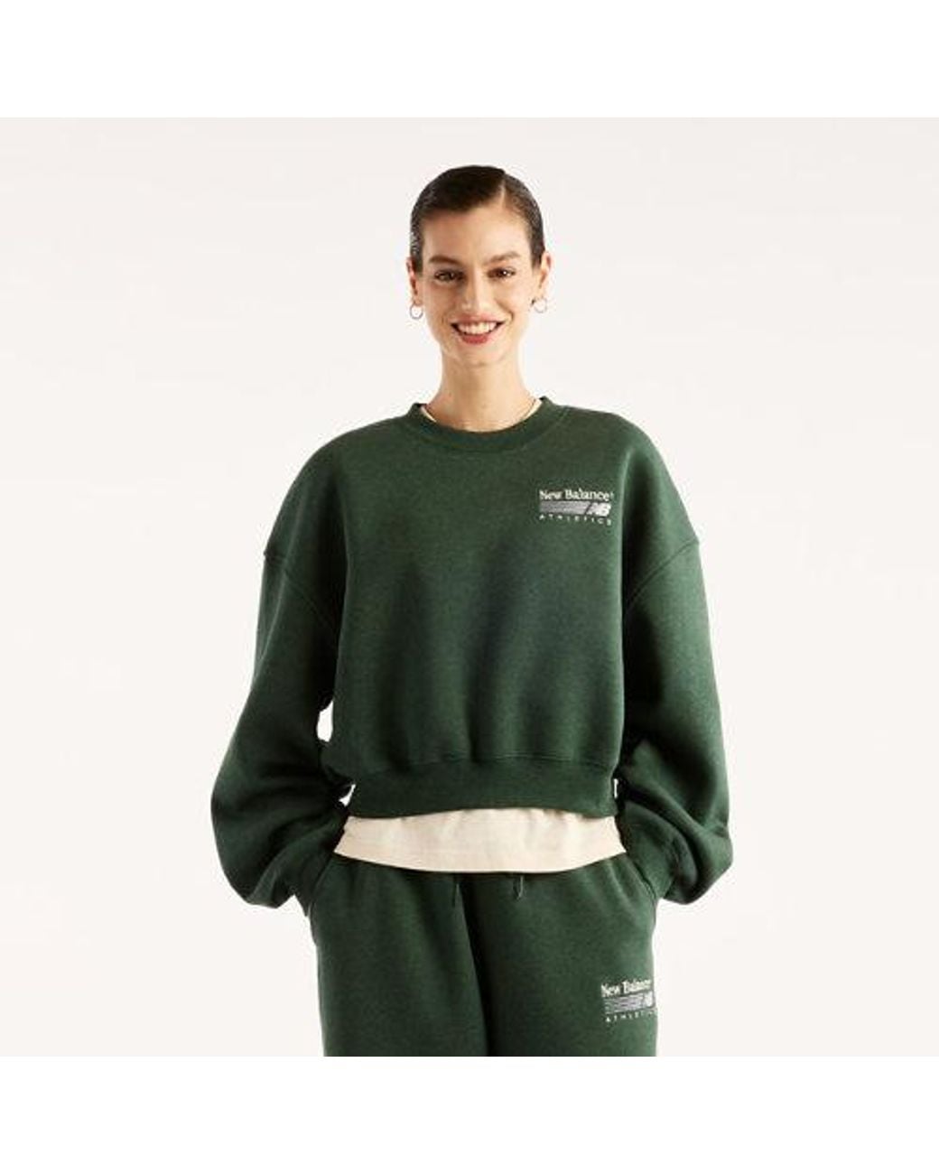New Balance Green Trackside Fleece Crew