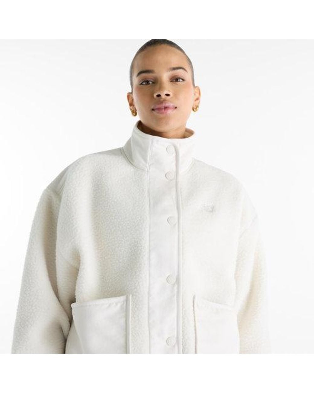 New Balance White High Pile Fleece Jacket