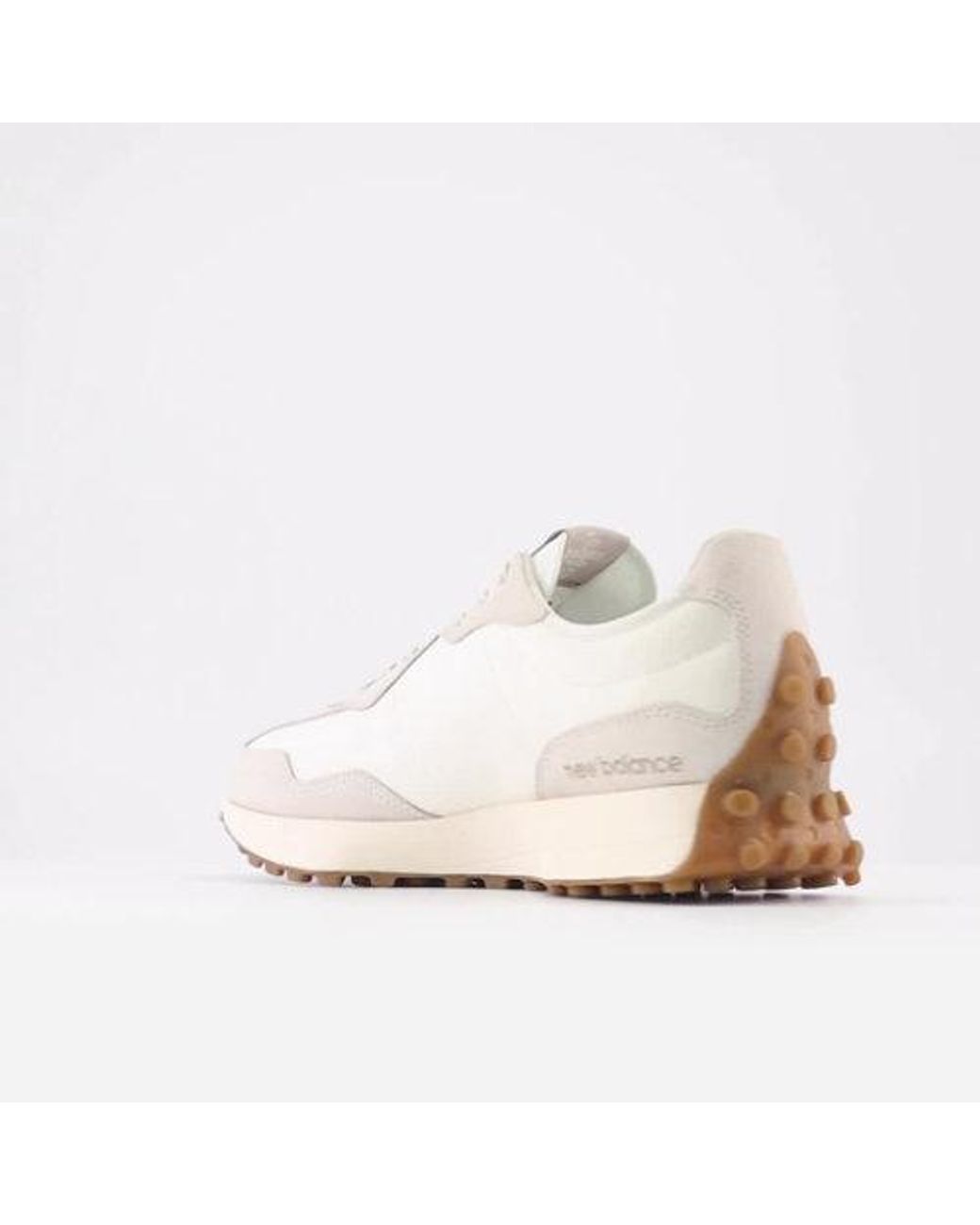 New Balance White 327 In Beige/brown Suede/mesh