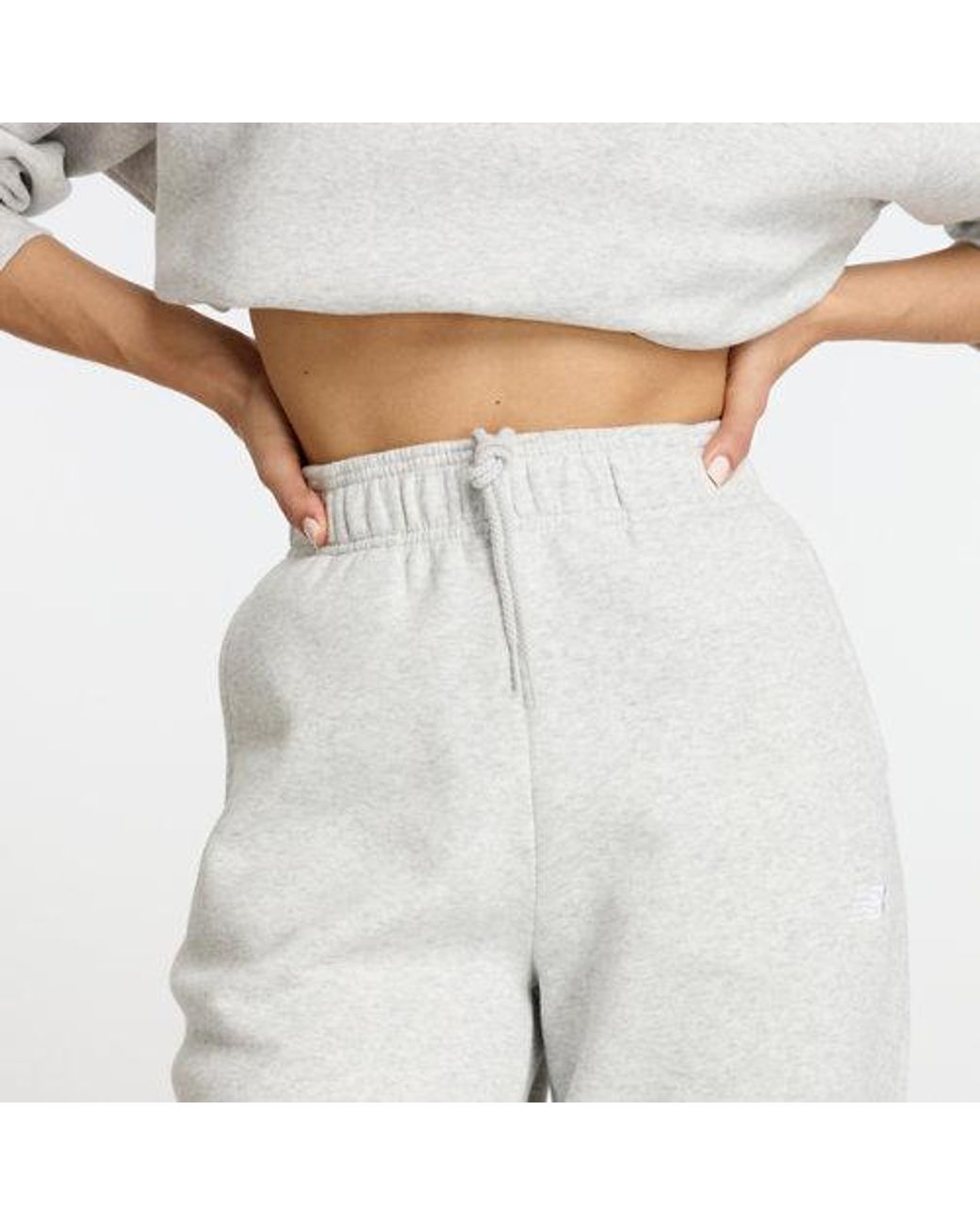 New Balance White Sport Essentials Fleece Jogger