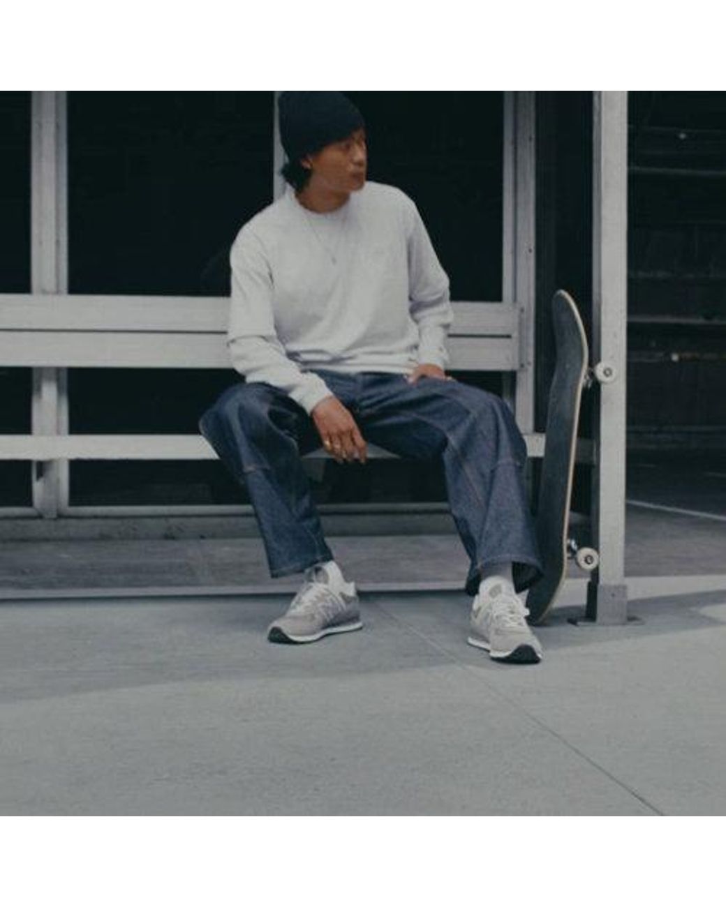 New Balance White Athletics Cotton T-shirt In Grey for men