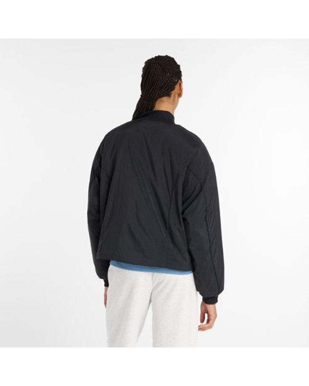 New Balance Black Linear Heritage Woven Bomber Jacket