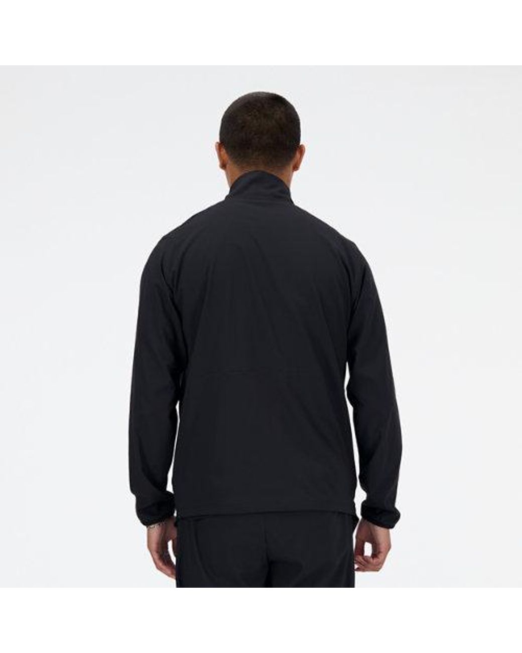New Balance Blue Stretch Woven Jacket In Black Polywoven for men
