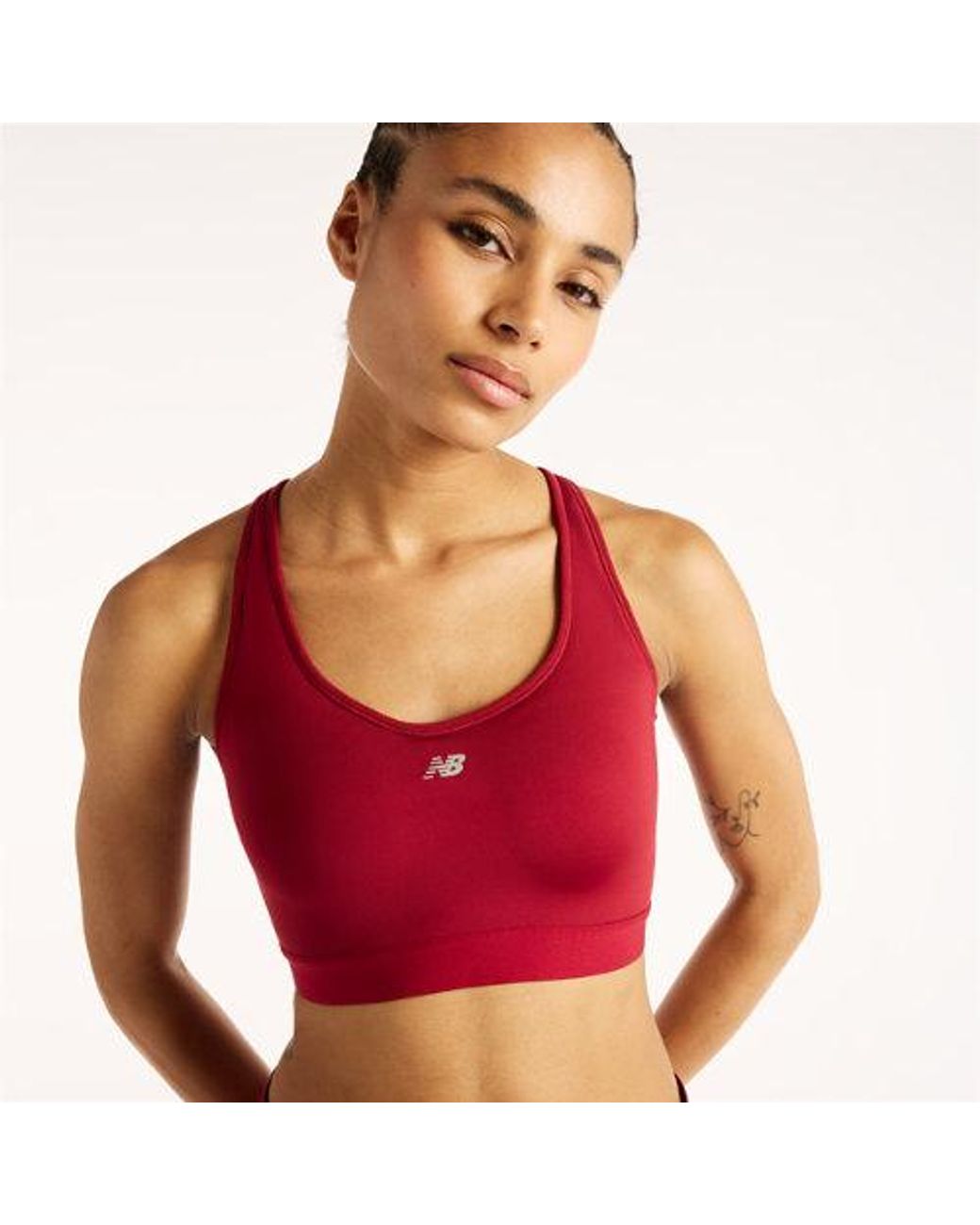New Balance Red Nb Essential Run Bra