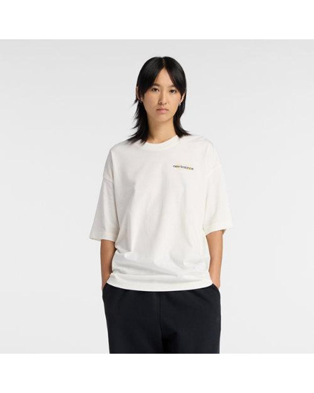 New Balance White Sport Graphic Oversized T-Shirt