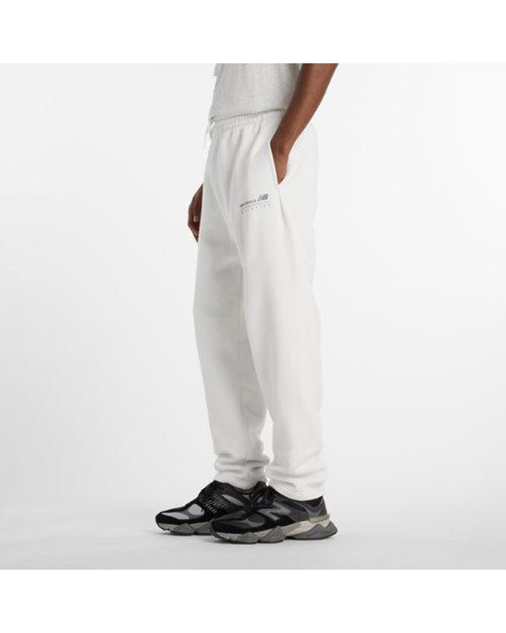 New Balance White Linear Graphic Fleece Pant for men
