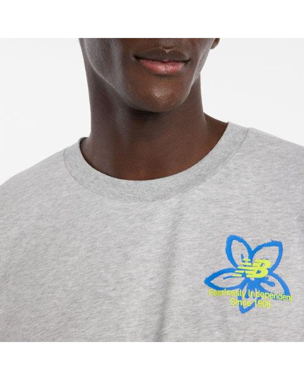 New Balance Gray Boston City Run T-Shirt for men