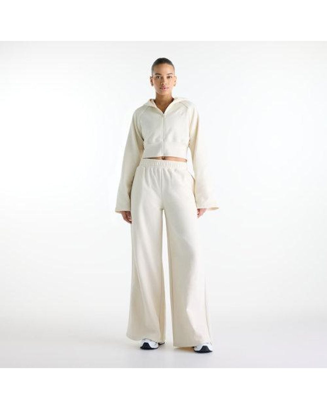 New Balance White Brushed Coastal Fleece Full Zip