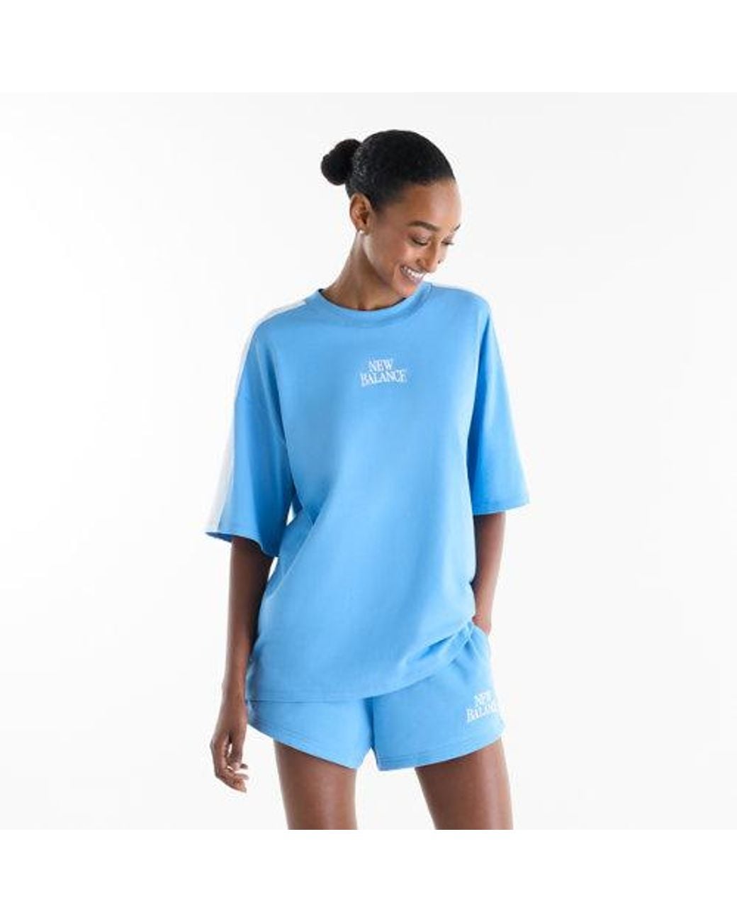 New Balance Blue Sport Linear Graphic Oversized T-Shirt