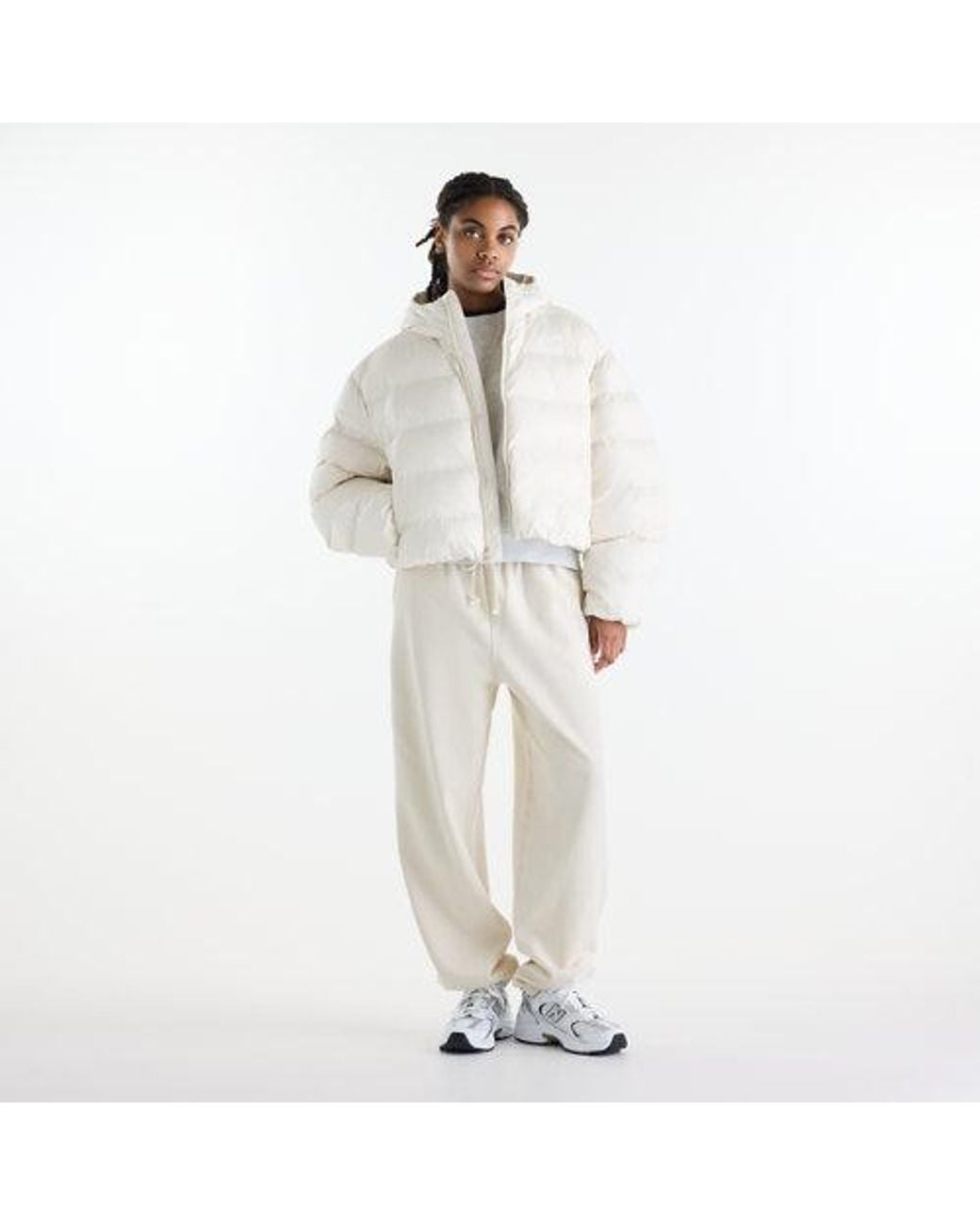 New Balance White Boston Puffer Jacket