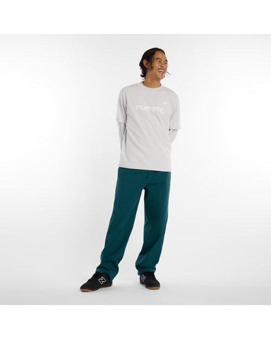 New Balance Gray Numeric Cotton T-Shirt for men