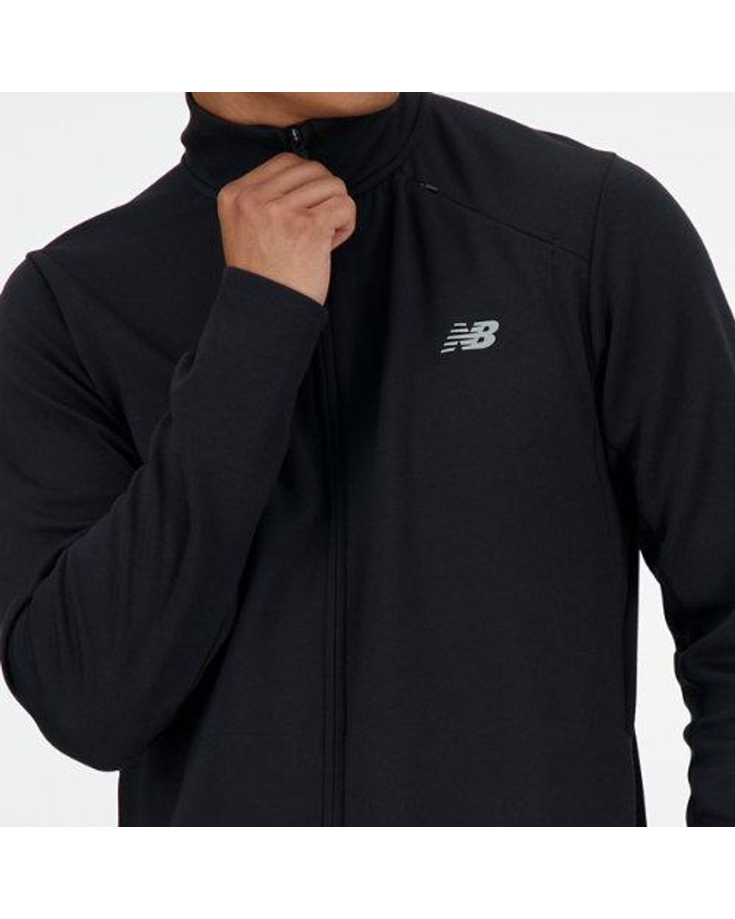 New Balance Blue Tech Knit Full Zip In Black Poly Knit for men