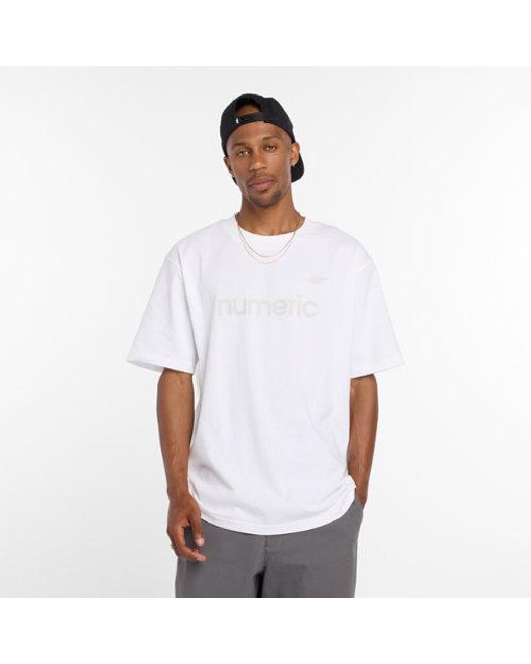 New Balance White Numeric Cotton T-Shirt for men