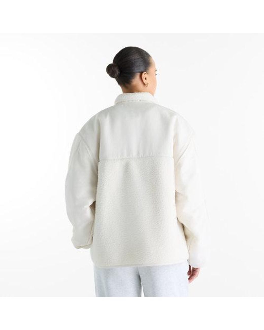 New Balance White High Pile Fleece Jacket
