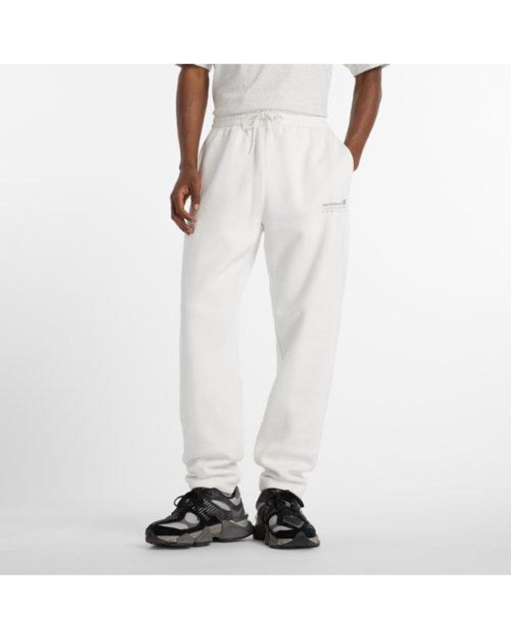 New Balance White Linear Graphic Fleece Pant for men