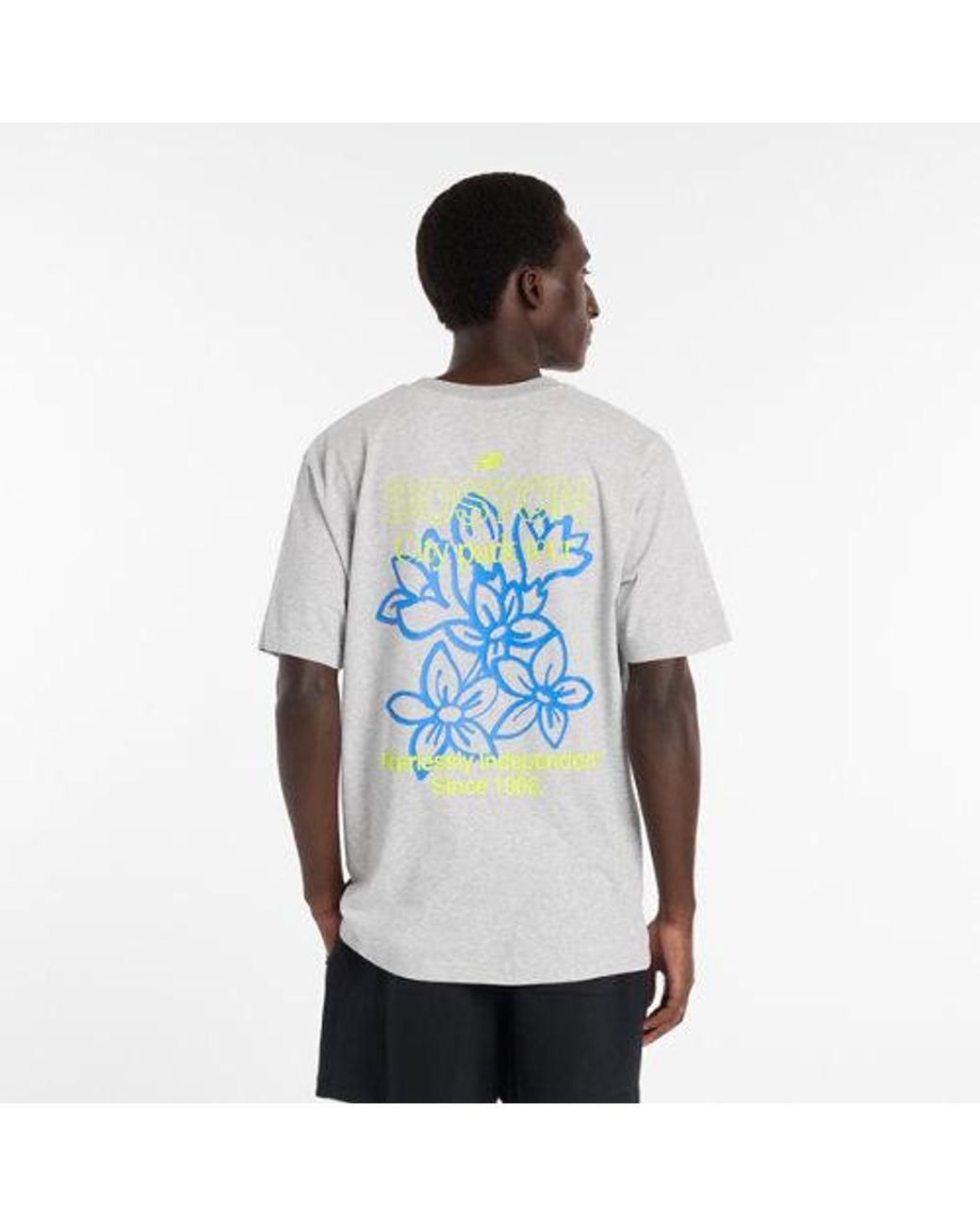 New Balance Gray Boston City Run T-Shirt for men
