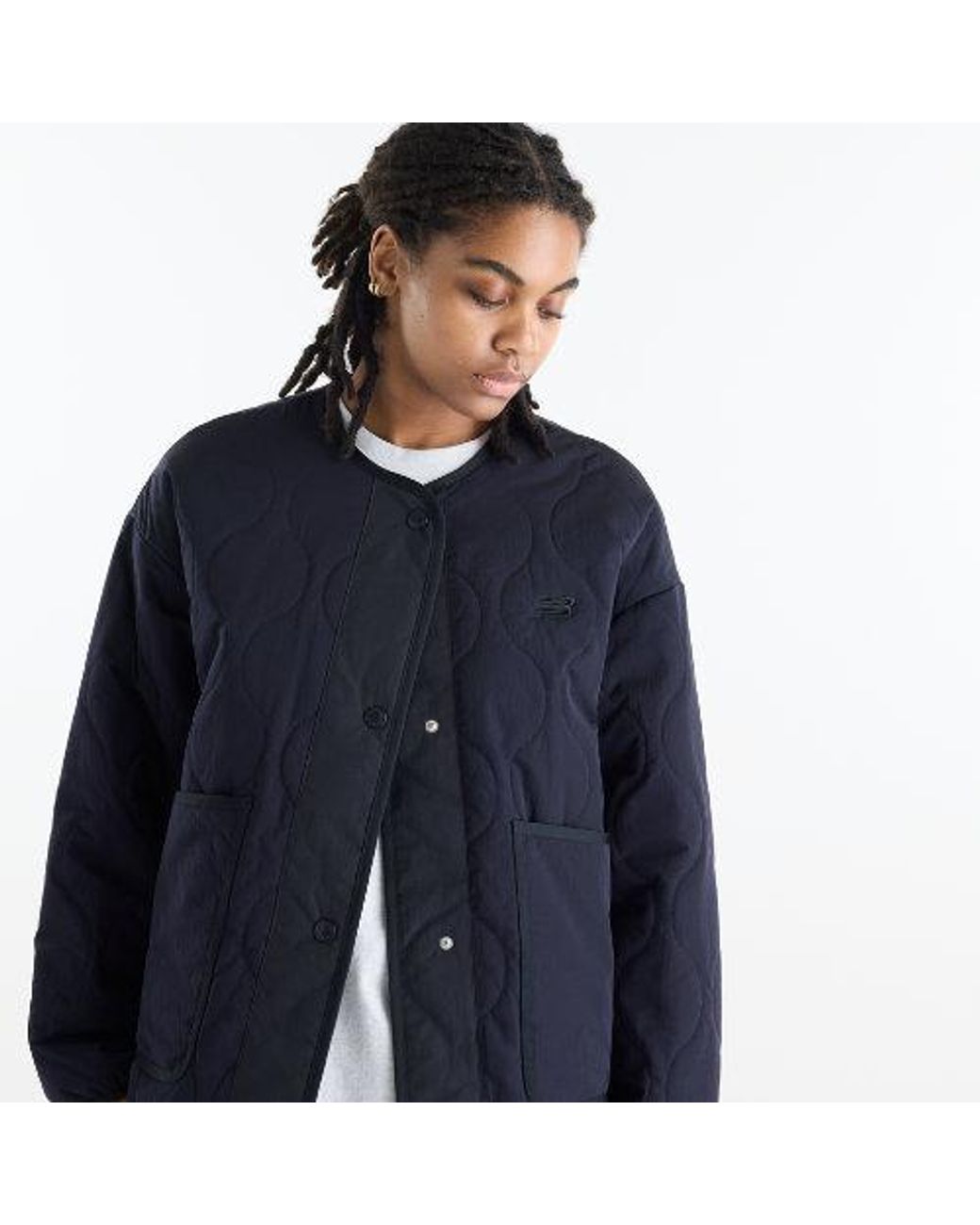 New Balance Blue Quilted Bomber