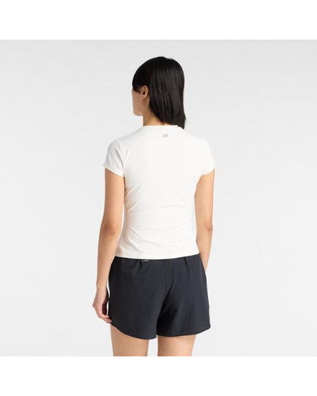 New Balance White Ribbed Fitted T-Shirt