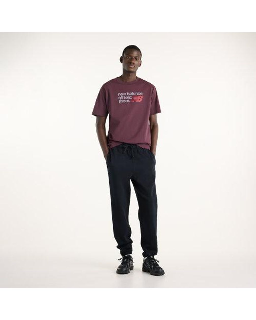New Balance Purple Athletics Premium Relaxed Chest Logo T-Shirt for men
