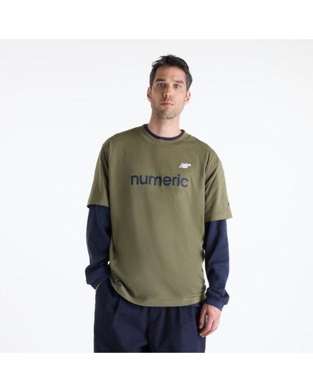 New Balance Green Numeric Linear Logo T-Shirt for men