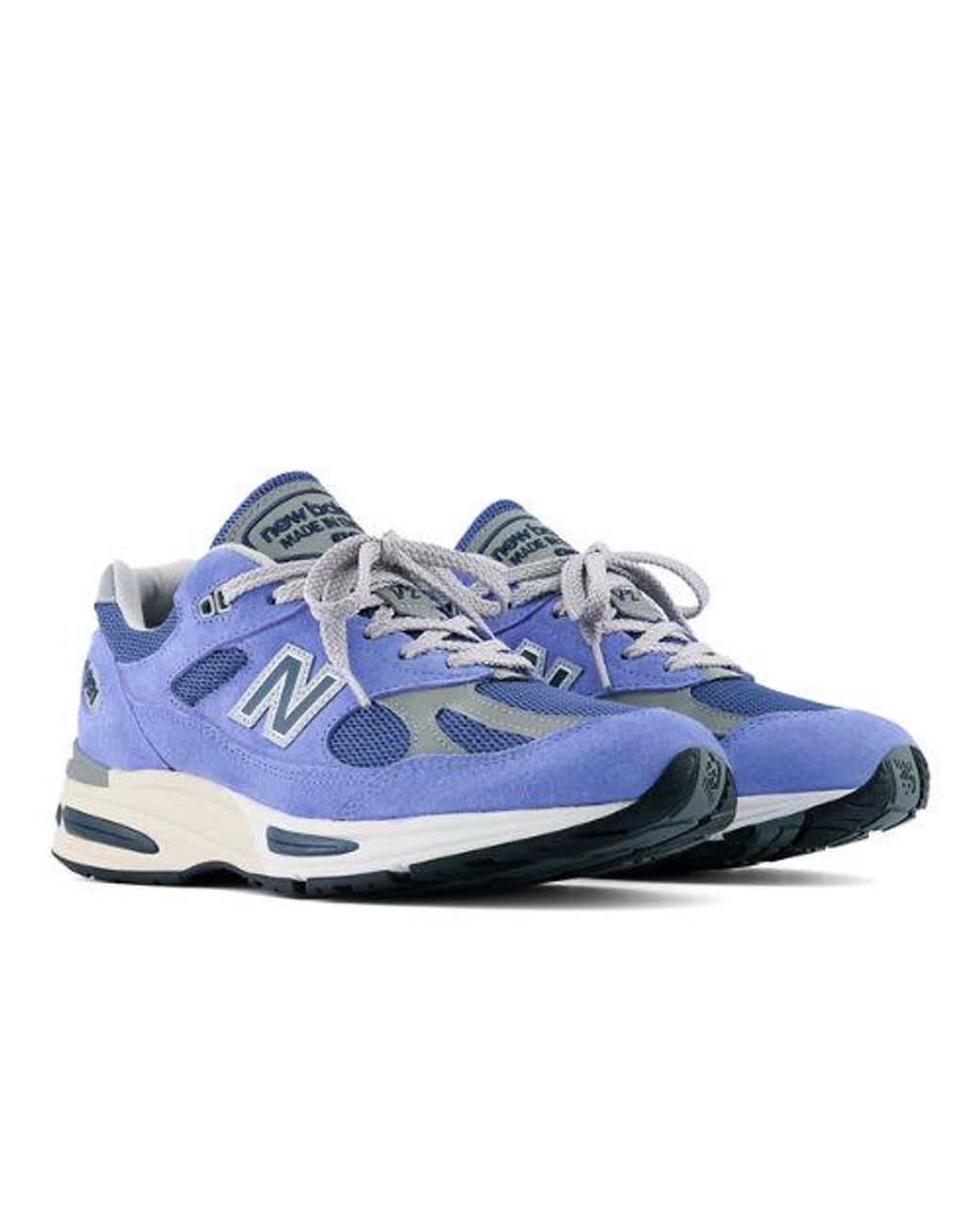 New Balance Blue Sneakers 991V2 Leather And Mesh Trainers
