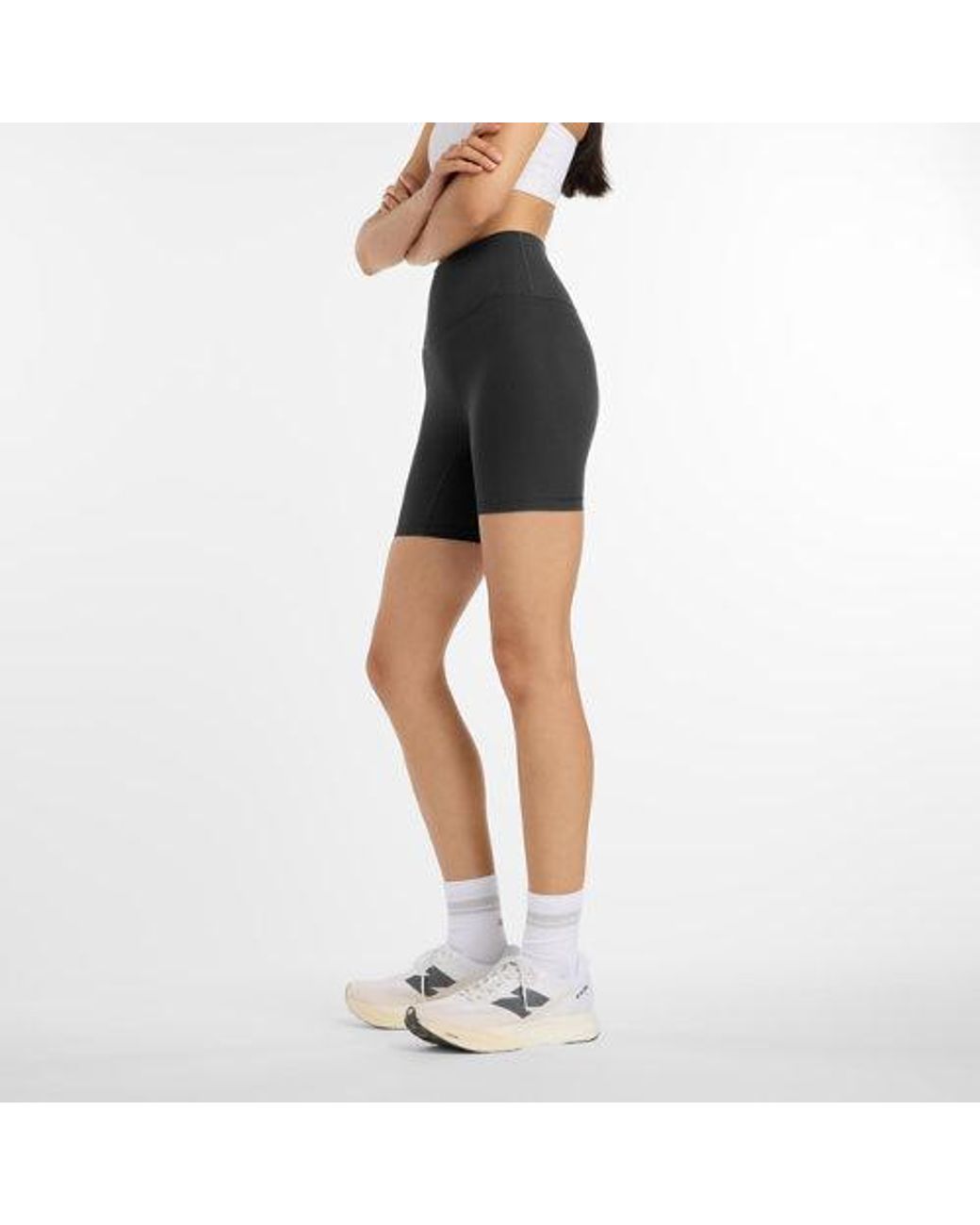 New Balance Blue Ribbed High Rise Short 6"