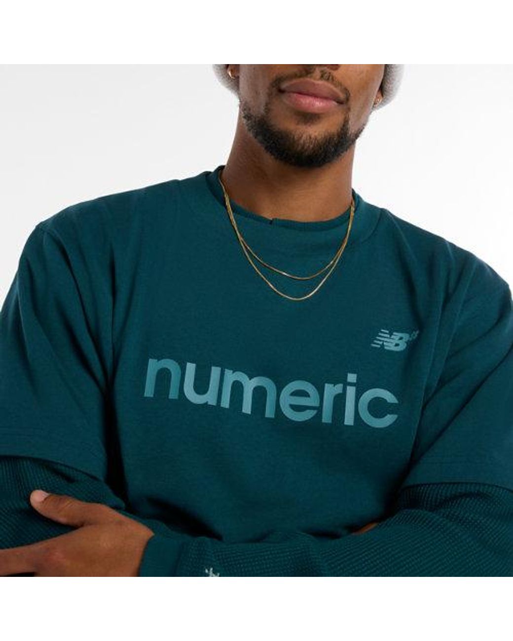 New Balance Green Numeric Cotton T-Shirt for men