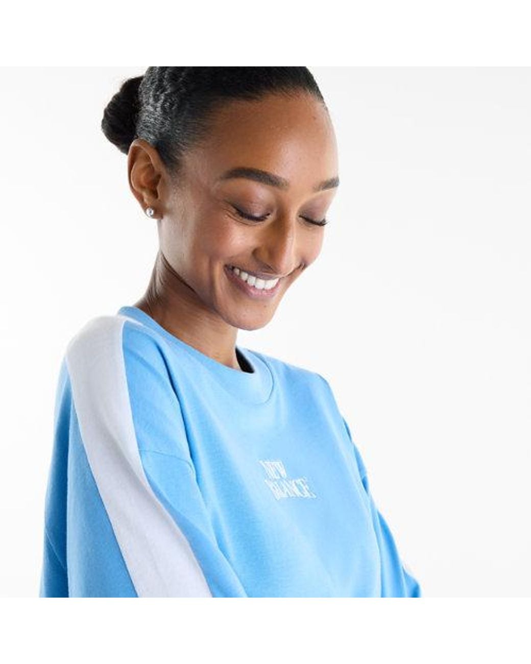 New Balance Blue Sport Linear Graphic Oversized T-Shirt